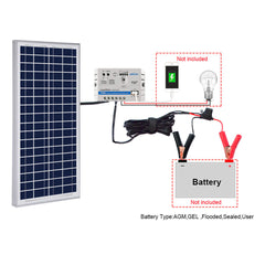 ACOPOWER 35W 12V Solar Charger Kit, 5A Charge Controller with Alligator Clips - acopower