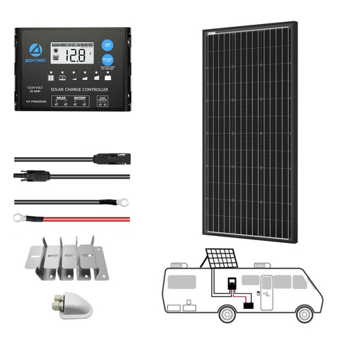 ACOPOWER 200W Mono Solar RV Kits + MPPT / PWM Charge Controller