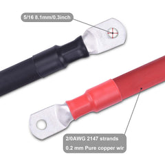 ACOPOWER 2/0 AWG Flexible Battery Cable with 5/16" Terminals