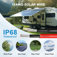 ACOPOWER 10Ft Solar Extension Cable 10 AWG(6mm²)
