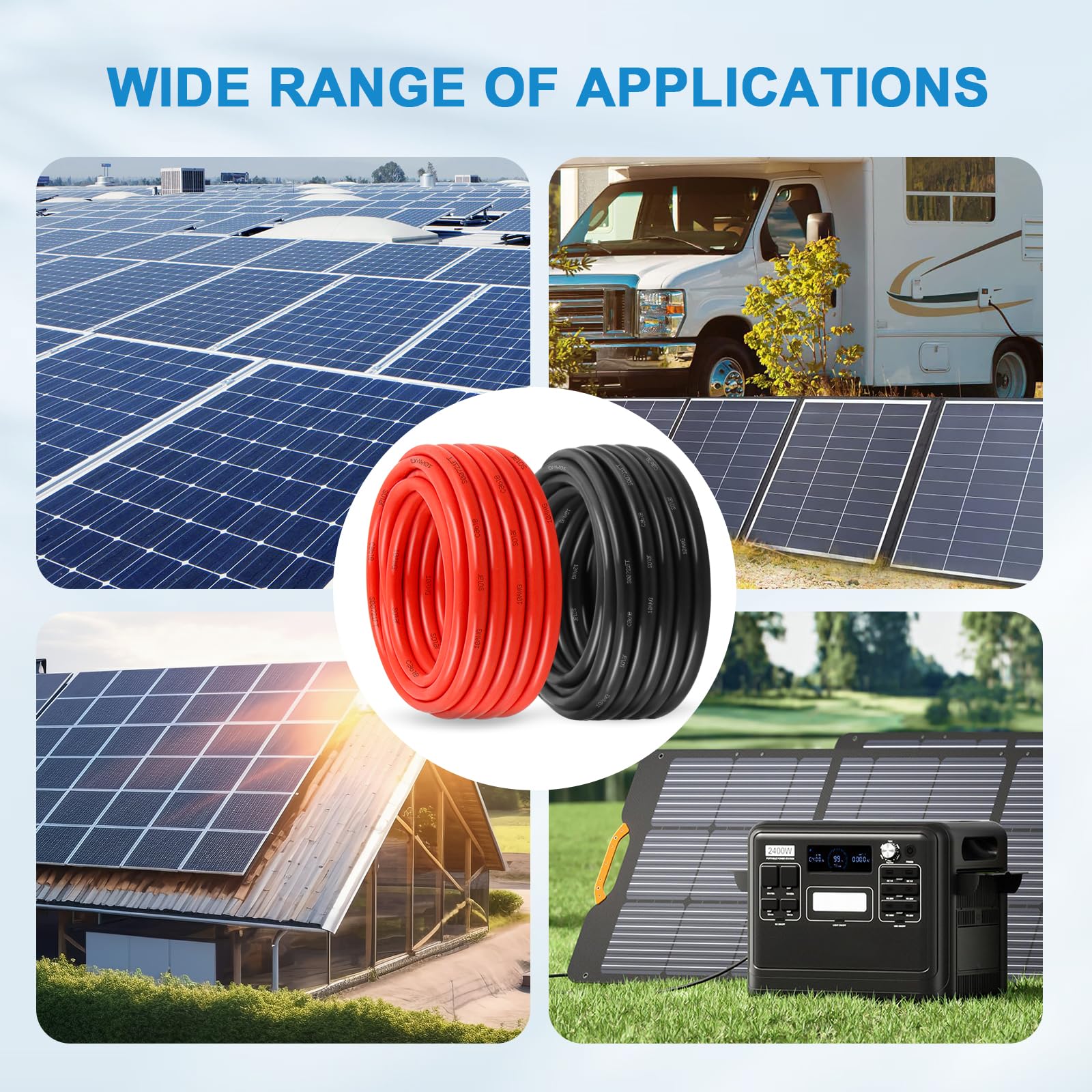 ACOPOWER 10Ft Solar Extension Cable 10 AWG(6mm²)