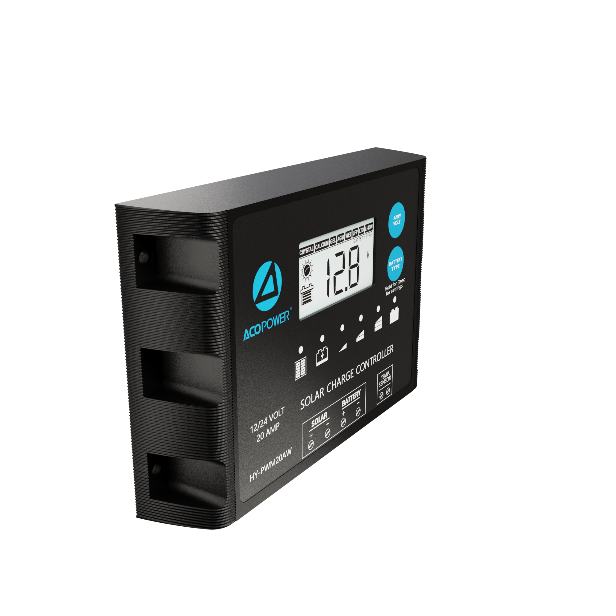 ACOPOWER 20A ProteusX Waterproof PWM Solar Charge Controller with Alligator Clips and MC4 Connectors