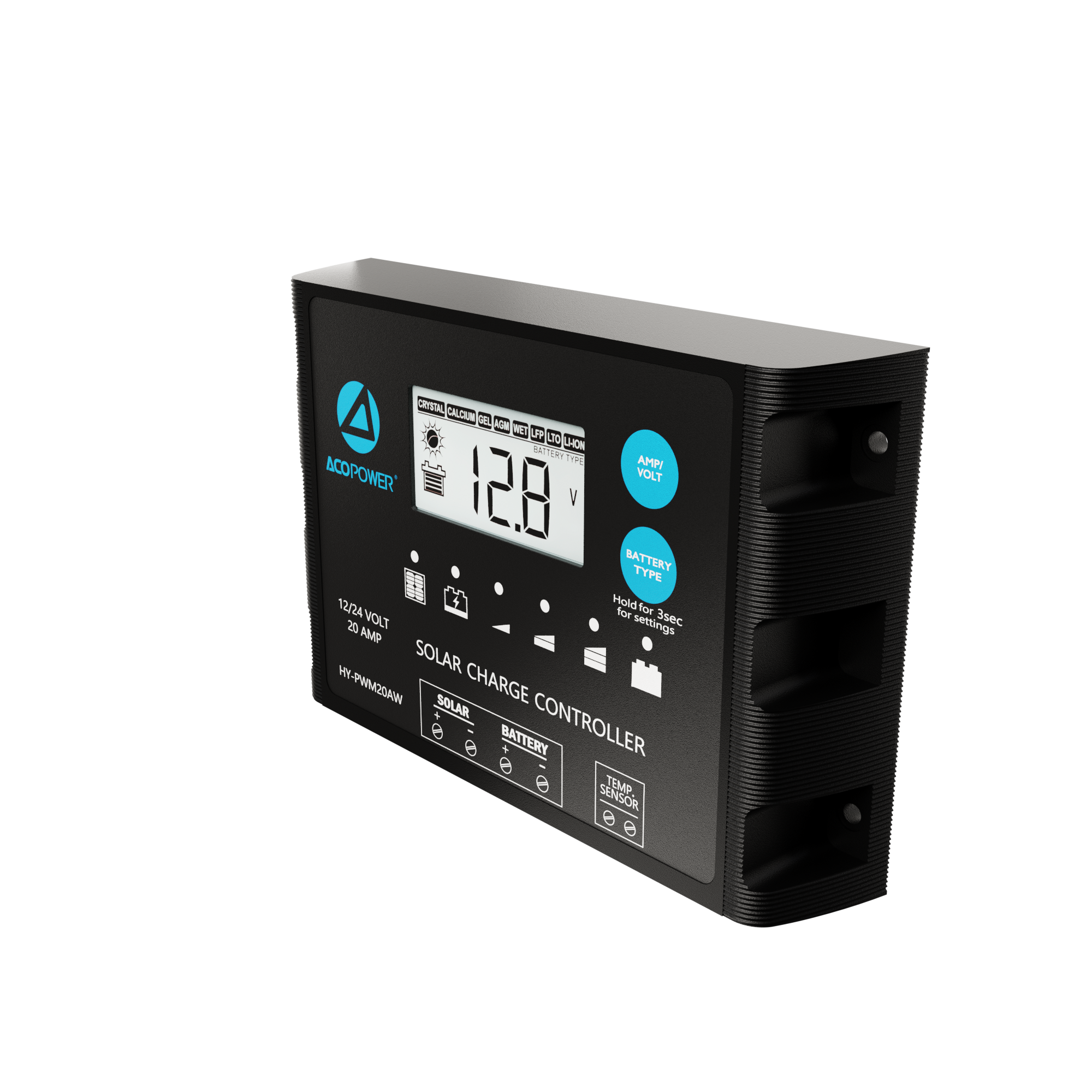 ACOPOWER 20A ProteusX Waterproof PWM Solar Charge Controller with Alligator Clips and MC4 Connectors